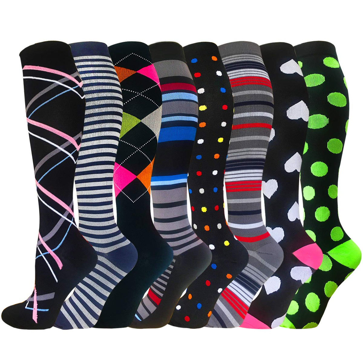 8-Pairs Compression Socks Women & Men （20-25 mmHG） | Actinput