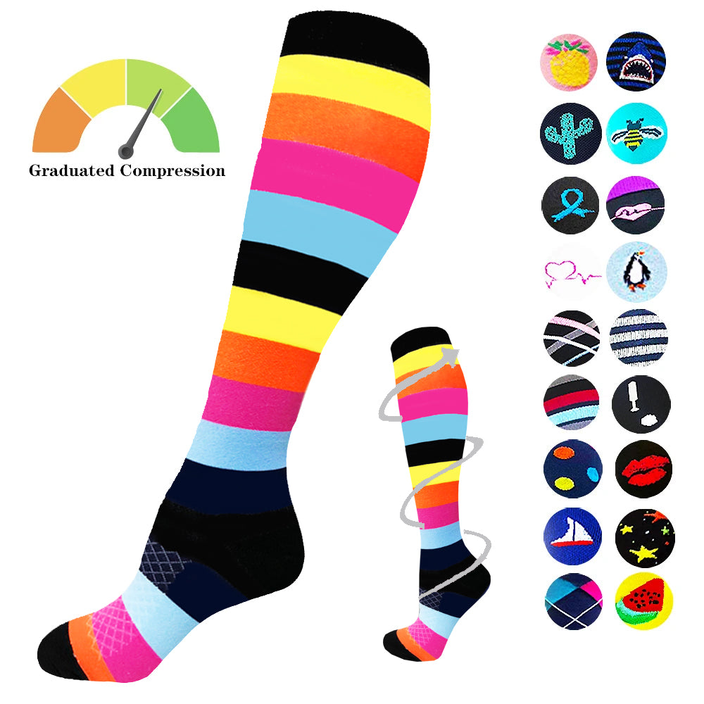 1-Pair Colorful Compression Socks ( 20-30MMHG) | Actinput – ACTINPUT ...