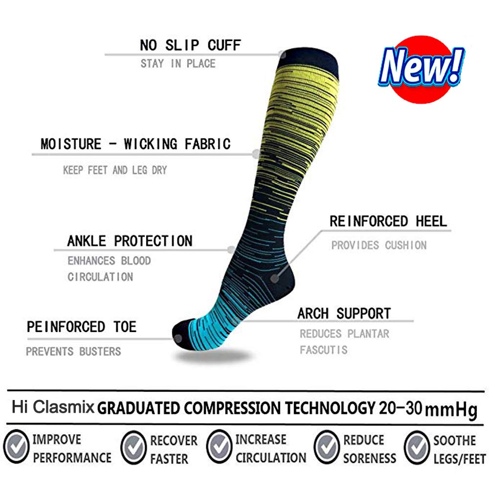 5-Pairs Gradient Compression Socks For Men & Women (20-30 mmHG)I ACTIN ...