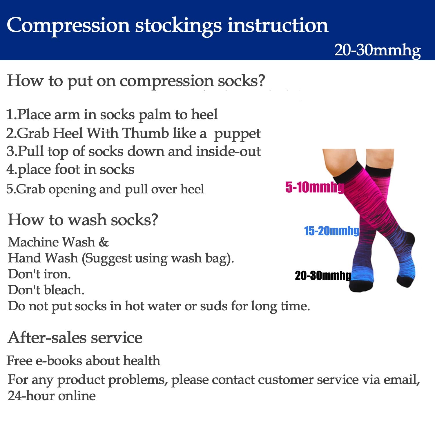 5-Pairs Gradient Compression Socks For Men & Women (20-30 mmHG)I ACTIN ...