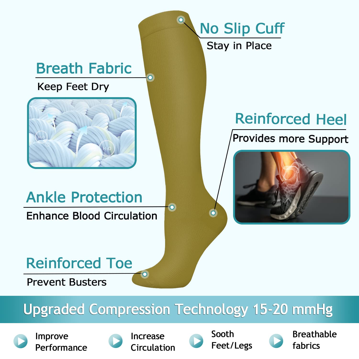 8-Pairs Cool Compression Socks 15-20 MMhg for Man and Woman | ACTINPUT ...