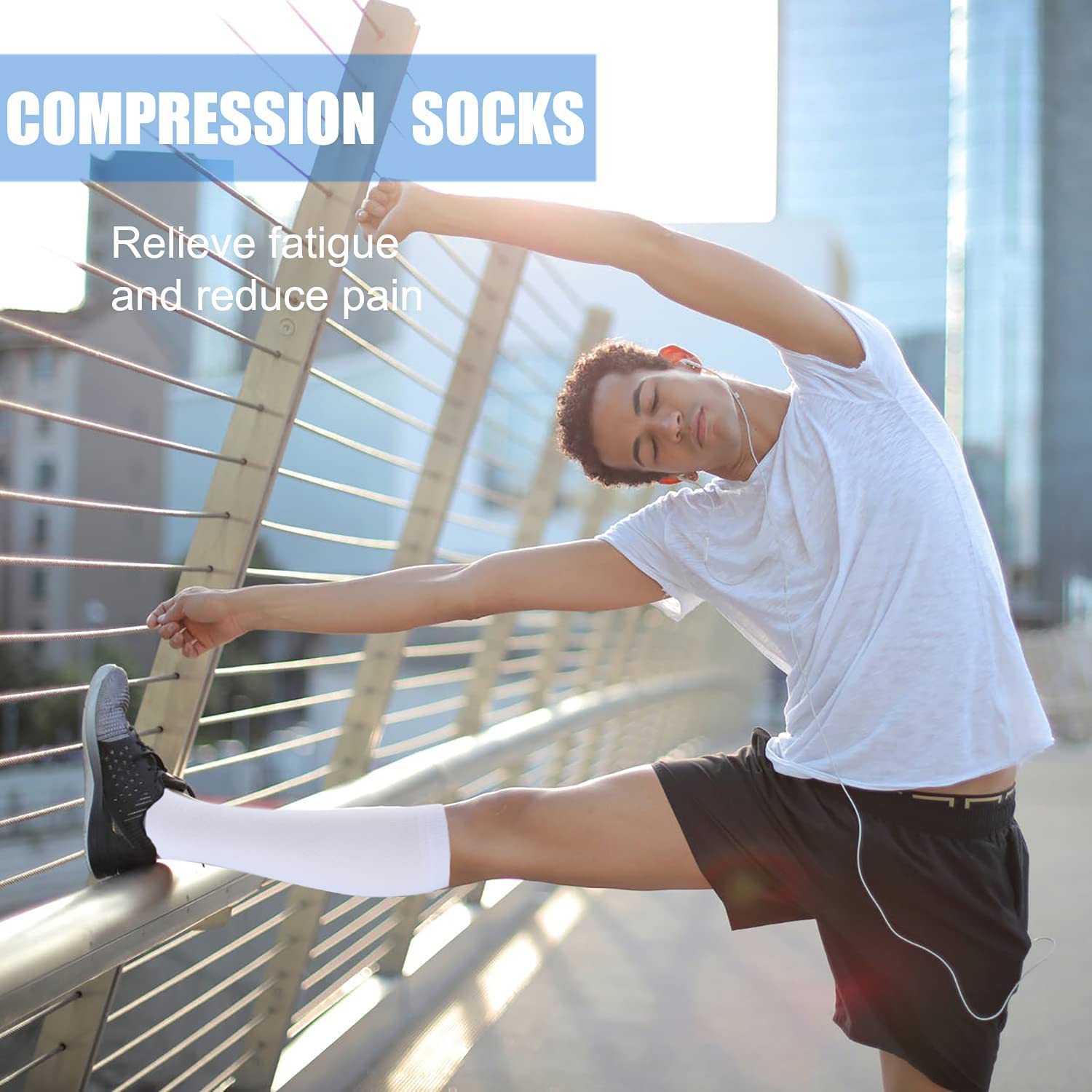 4 Pairs White Compression Socks for Man and Woman (15-20 mmHG)| ACTINP ...