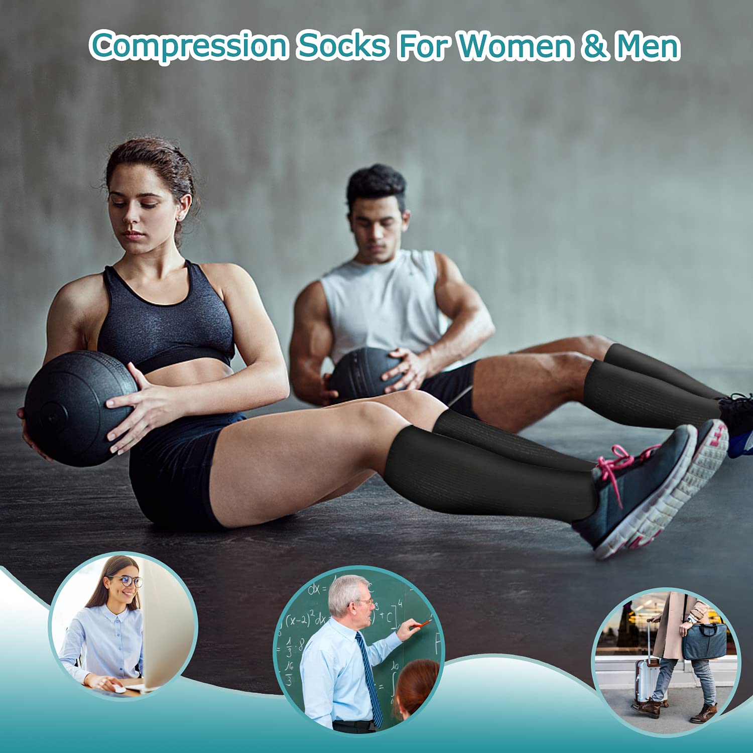 8-Pairs Cool Compression Socks 15-20 MMhg for Man and Woman | ACTINPUT ...