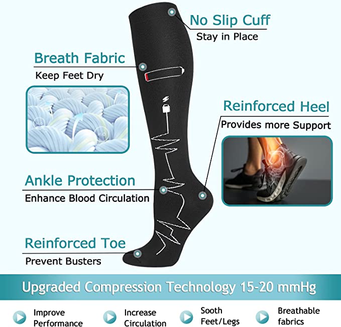 8-Pairs Cool Design Compression Socks for Man and Woman (20-30 mmHG ...