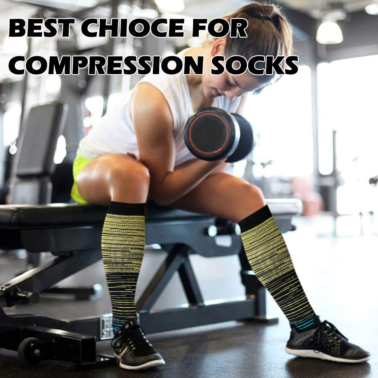 8-Pairs Gradient Compression Socks for Man and Woman (20-30 mmHG