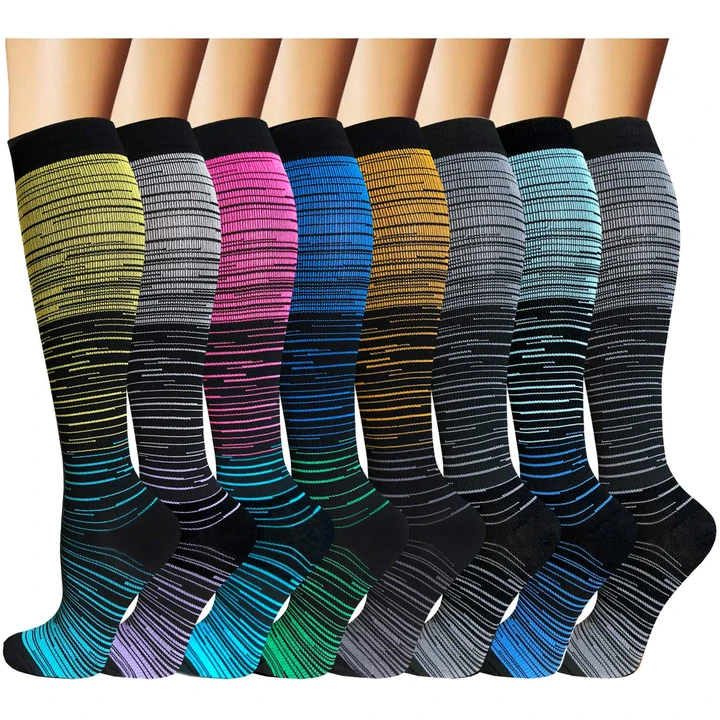 8-Pairs Gradient Compression Socks for Man and Woman (20-30 mmHG)| ACT ...