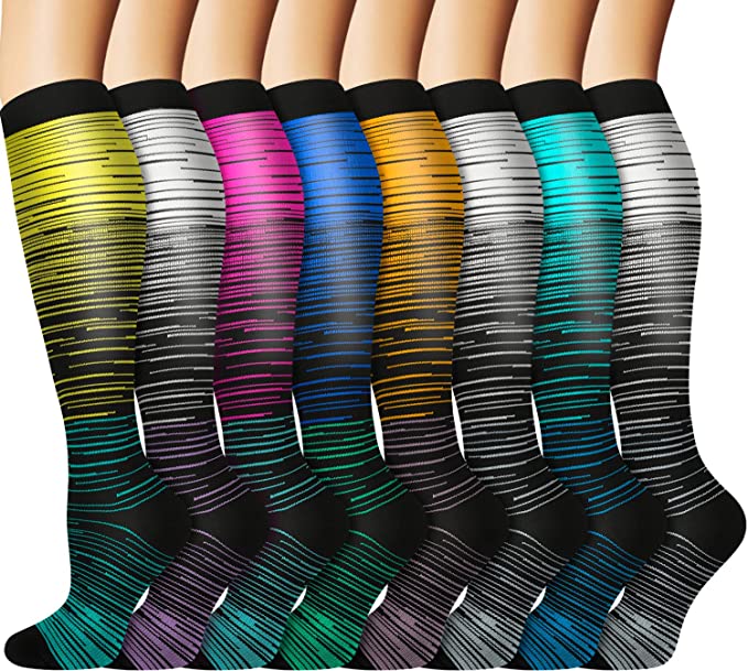 8-Pairs Gradient Compression Socks for Man and Woman (20-30 mmHG)| ACT ...